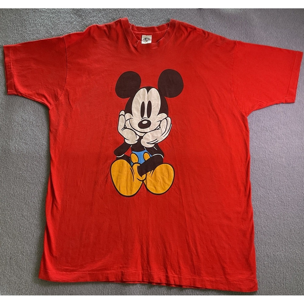 Vintage MICKEY & Co. Two Sided Walt Disney RED Size 3XL T-SHIRT Made In USA